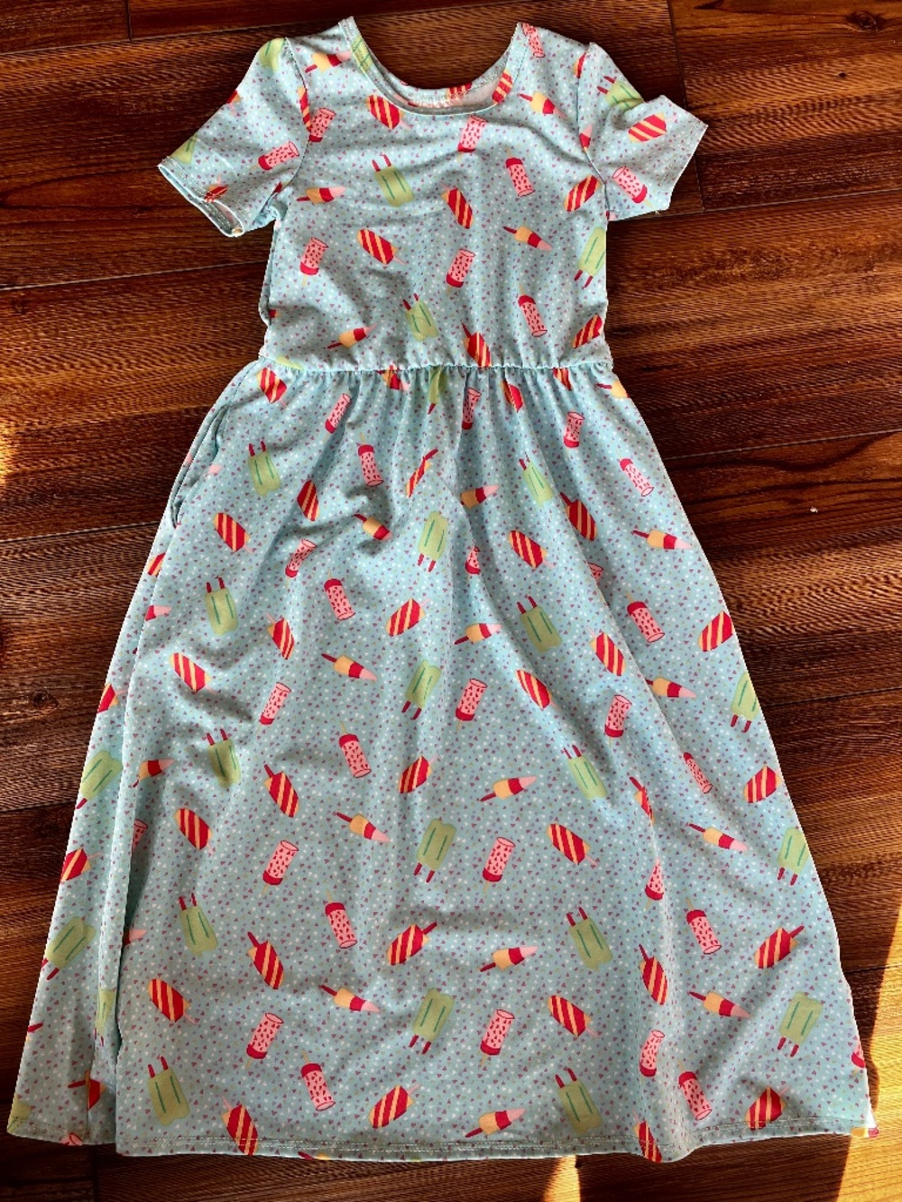 Dot Dot Smile Girls size 3/4 blue popsicles shirt sleeve knee length dress